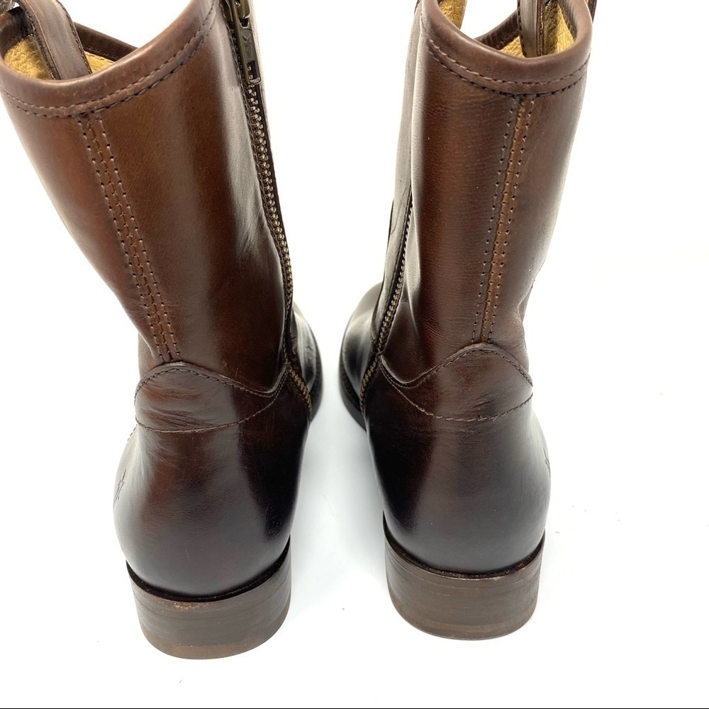 Frye Leather Side Zip Ankle Boots Melissa Button Short SZ 6.5B - Picture 4 of 11